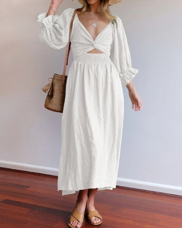French Folded Sleeves Dress