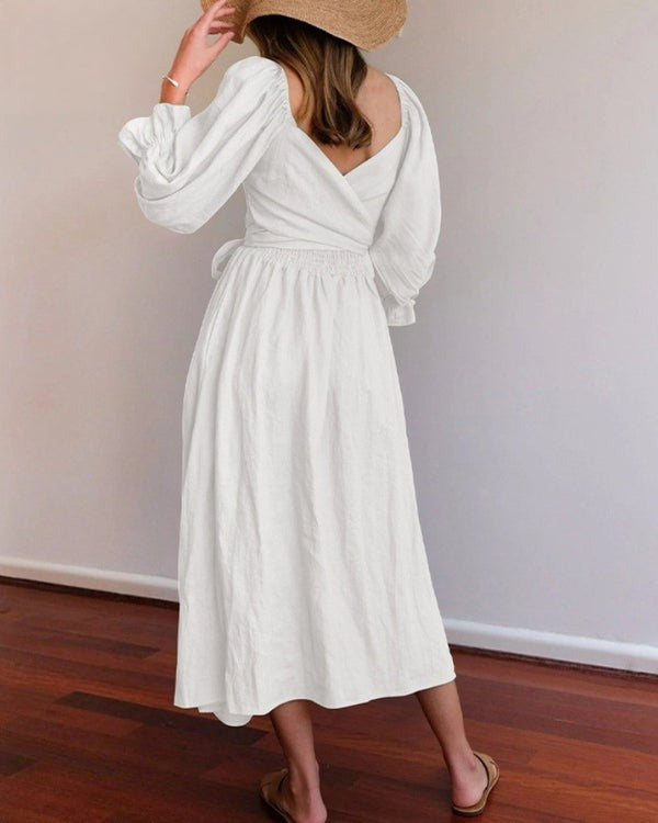 French Folded Sleeves Dress