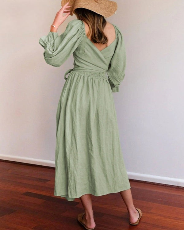 French Folded Sleeves Dress
