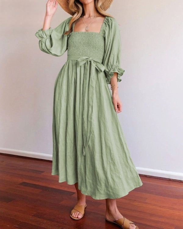 French Folded Sleeves Dress