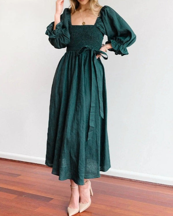 French Folded Sleeves Dress