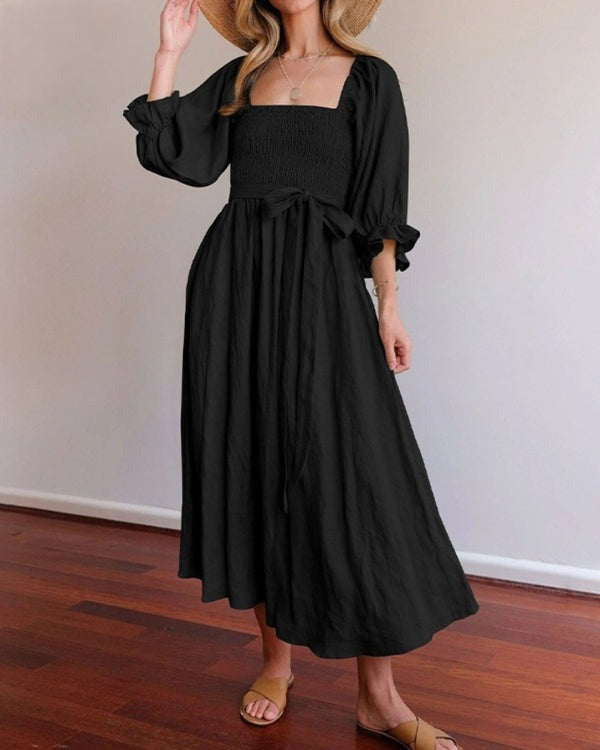 French Folded Sleeves Dress